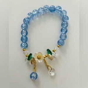 Chic Blue and Gold Beaded Bracelet